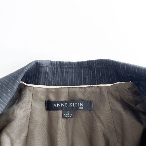 Anne Klein Women's Lined Blazer Suit Jacket Single Button Stripes Black Size 12 - Picture 4 of 8
